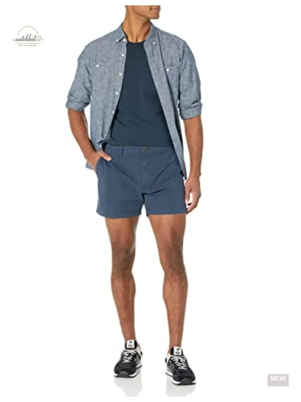 Men's Slim-Fit Flat-Front Stretch Chino Shorts with Elastic Waistband